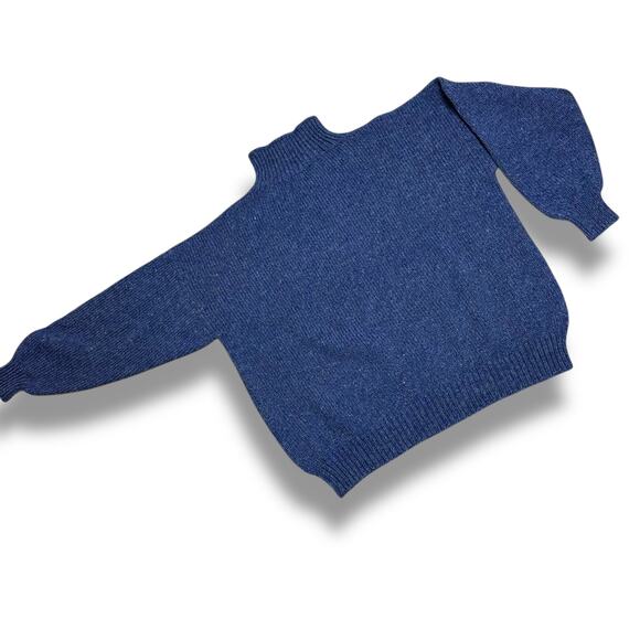 Vintage 70s 80s Newfoundland Handknit Wool Sweater Blue Antler Buttons Sz XL - Picture 5 of 7